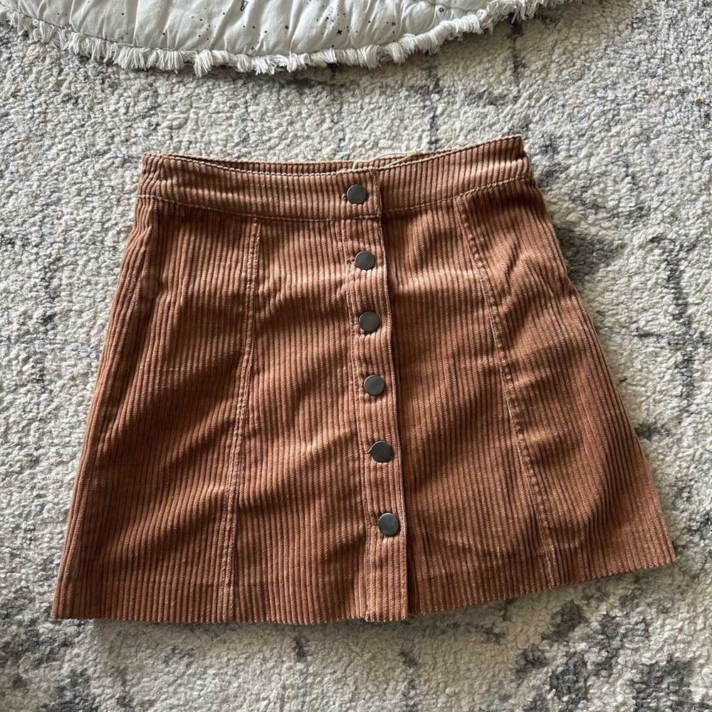 Zara Brown Ribbed A-Line Mini Skirt